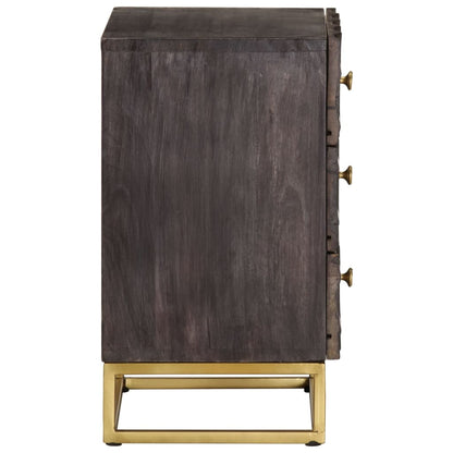 vidaXL Bed Cabinet Black Solid mango wood, brass powder-coated iron Medium