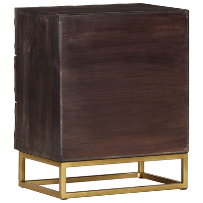 vidaXL Bed Cabinet Black Solid mango wood, brass powder-coated iron Medium