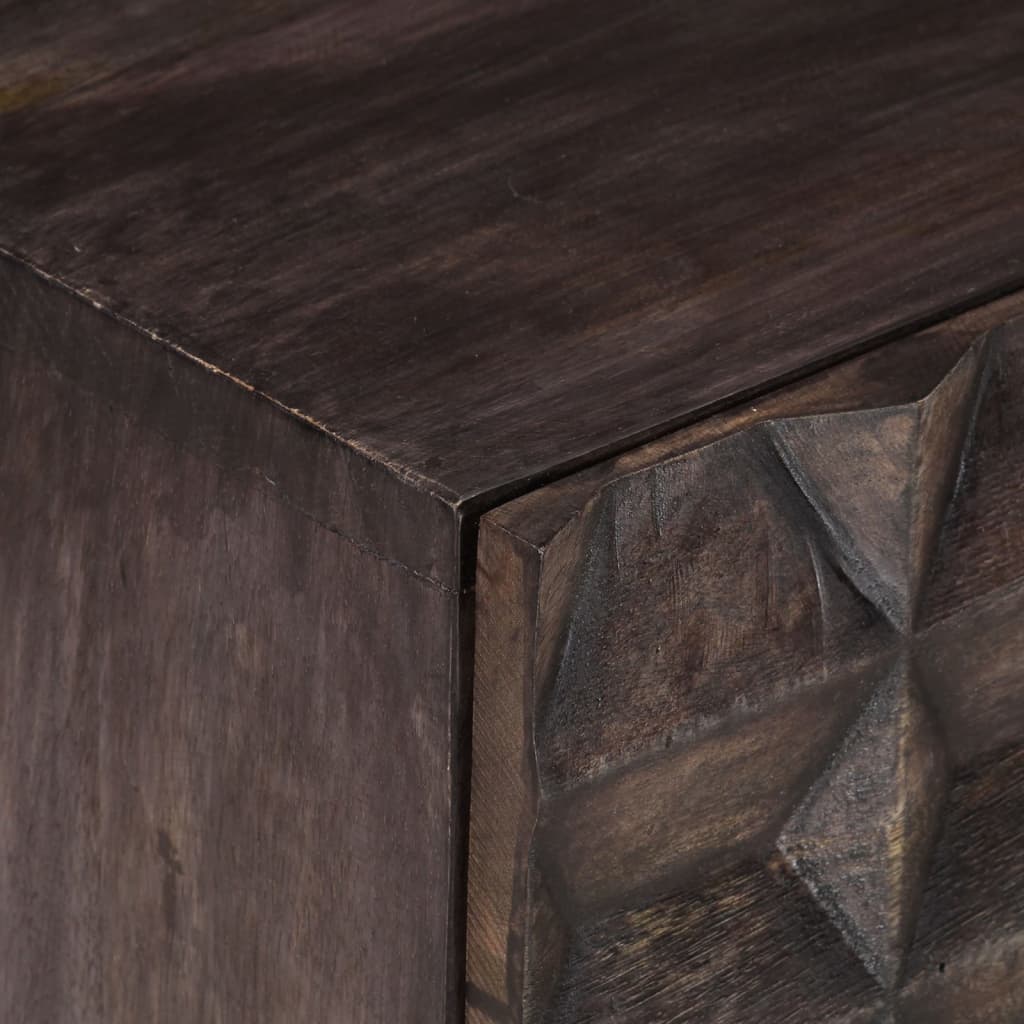 vidaXL Bed Cabinet Black Solid mango wood, brass powder-coated iron Medium