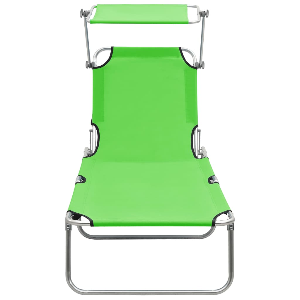 310325 vidaXL Folding Sun Lounger with Canopy Steel Apple Green