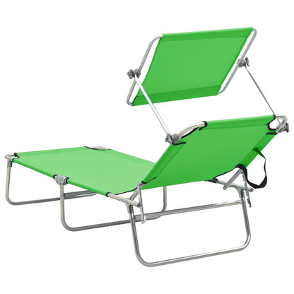 310325 vidaXL Folding Sun Lounger with Canopy Steel Apple Green