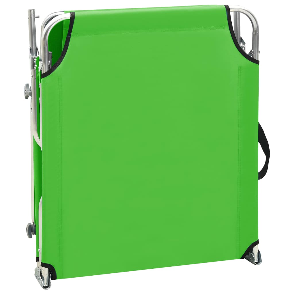 310325 vidaXL Folding Sun Lounger with Canopy Steel Apple Green