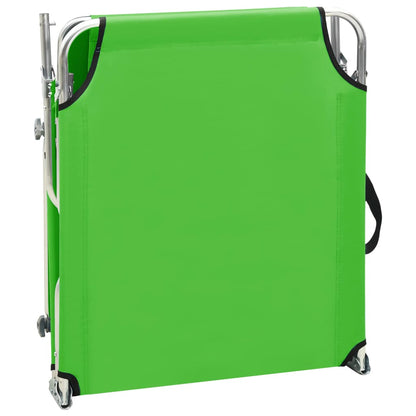 310325 vidaXL Folding Sun Lounger with Canopy Steel Apple Green