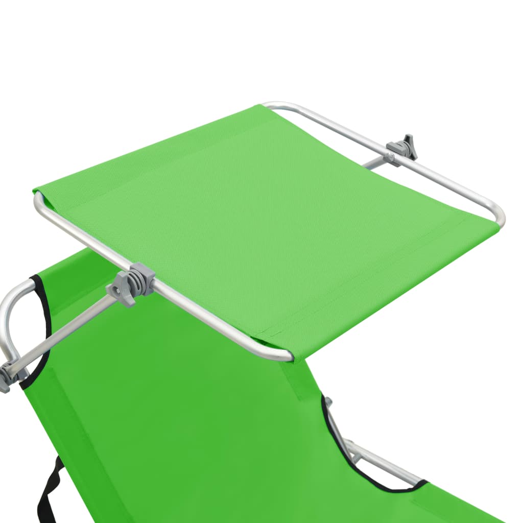 310325 vidaXL Folding Sun Lounger with Canopy Steel Apple Green