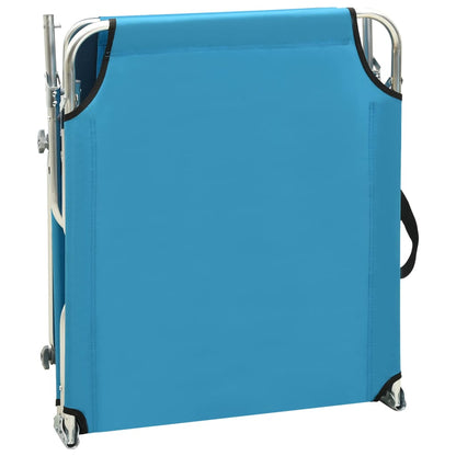 310326 vidaXL Folding Sun Lounger with Canopy Steel Turquoise and Blue