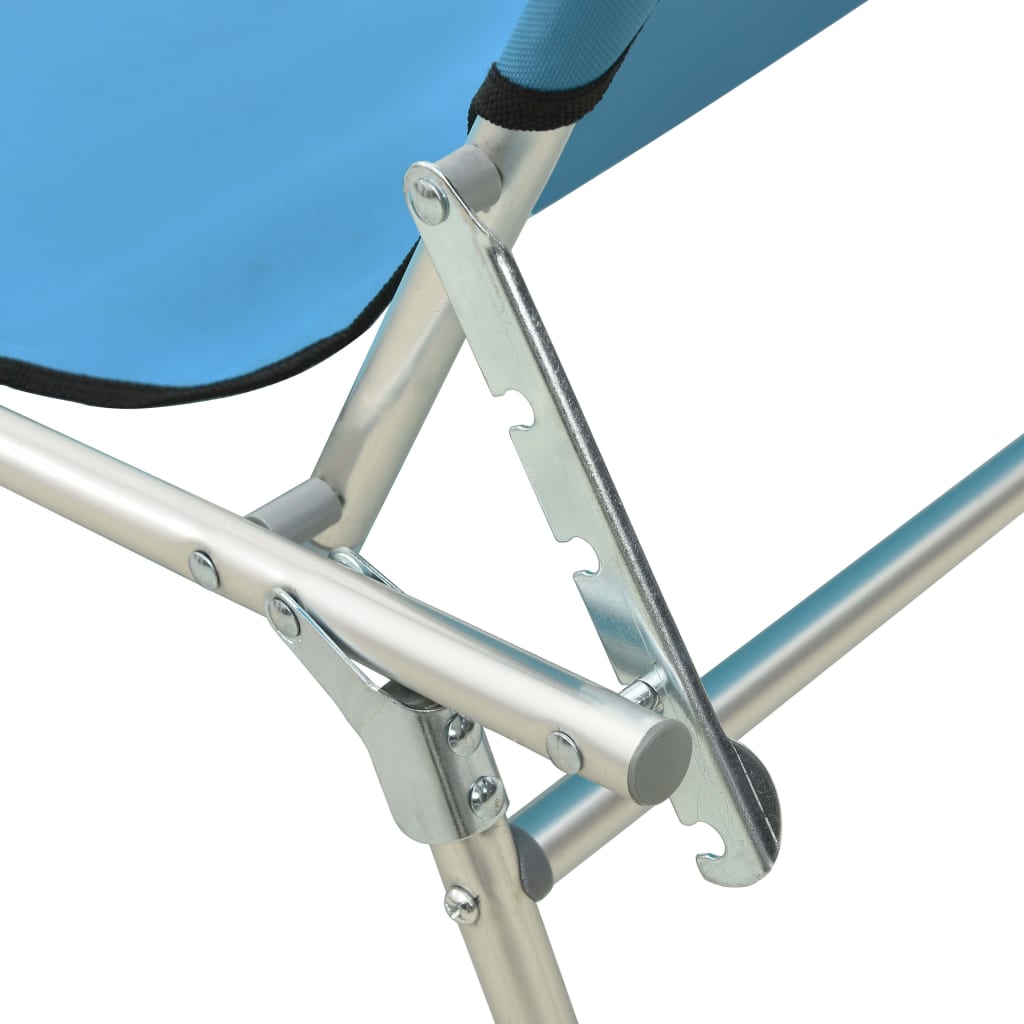 310326 vidaXL Folding Sun Lounger with Canopy Steel Turquoise and Blue