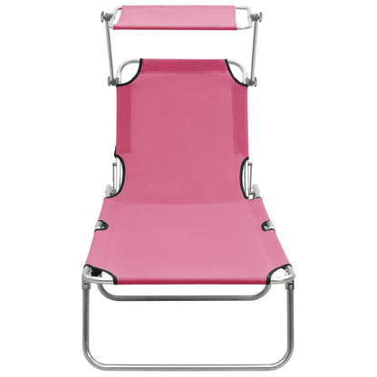 310327 vidaXL Folding Sun Lounger with Canopy Steel Magento Pink