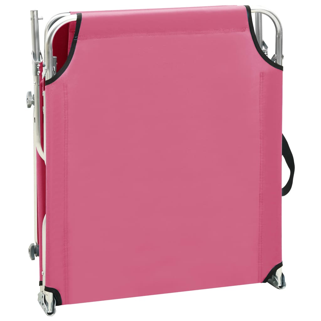 310327 vidaXL Folding Sun Lounger with Canopy Steel Magento Pink