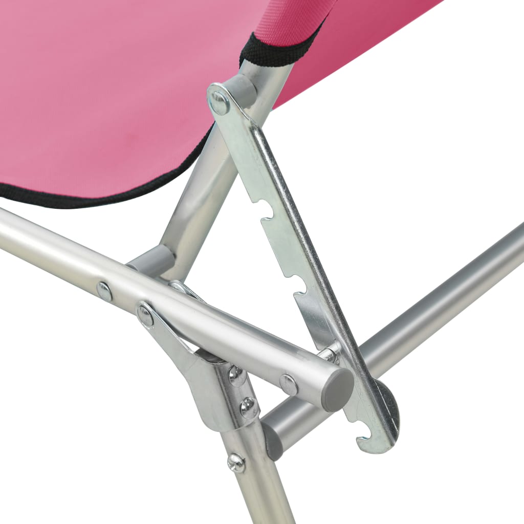 310327 vidaXL Folding Sun Lounger with Canopy Steel Magento Pink
