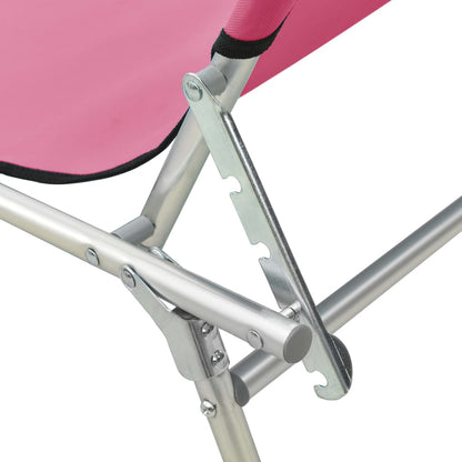 310327 vidaXL Folding Sun Lounger with Canopy Steel Magento Pink