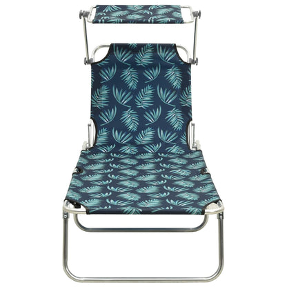 310328 vidaXL Folding Sun Lounger with Canopy Steel Leaves Print