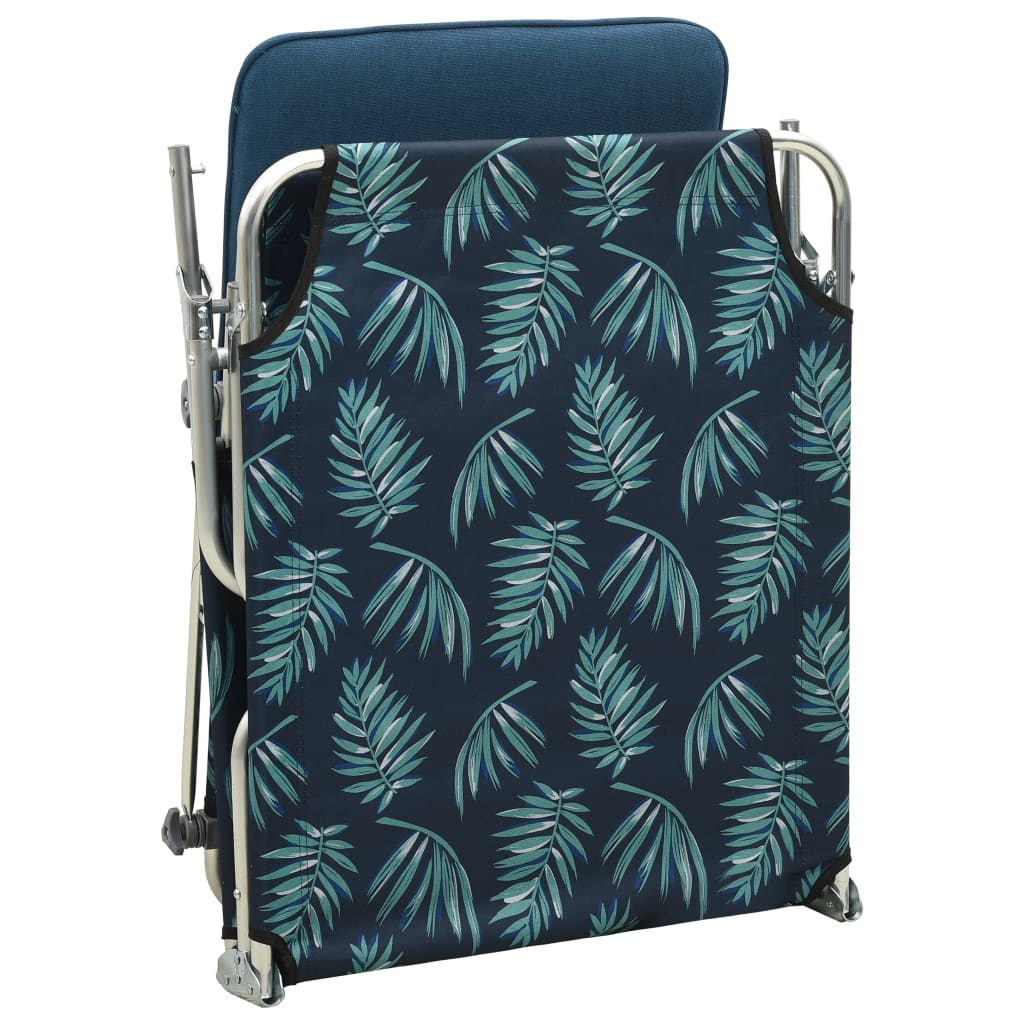 310328 vidaXL Folding Sun Lounger with Canopy Steel Leaves Print