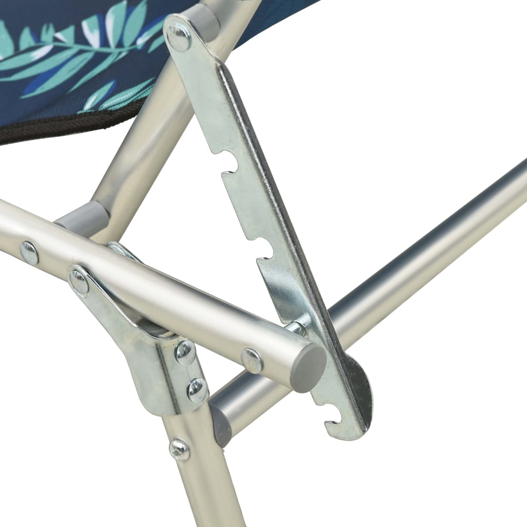 310328 vidaXL Folding Sun Lounger with Canopy Steel Leaves Print