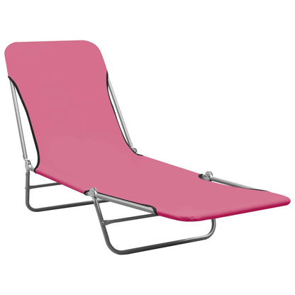 Folding Sun Loungers 2 pcs Steel and Fabric Pink