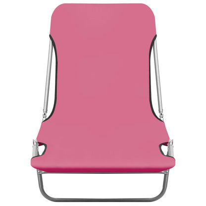 Folding Sun Loungers 2 pcs Steel and Fabric Pink