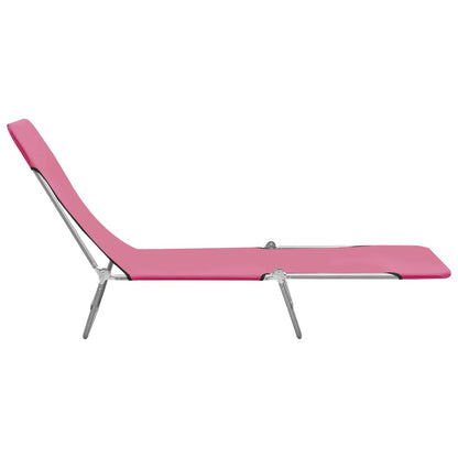 Folding Sun Loungers 2 pcs Steel and Fabric Pink