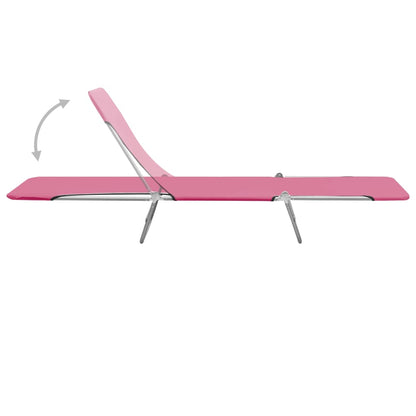 Folding Sun Loungers 2 pcs Steel and Fabric Pink