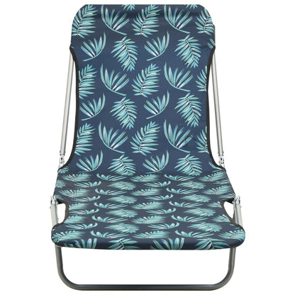 Folding Sun Loungers 2 pcs Steel and Fabric Leaf Pattern