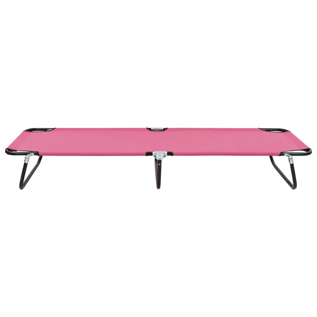 Folding Sun Lounger Steel Pink