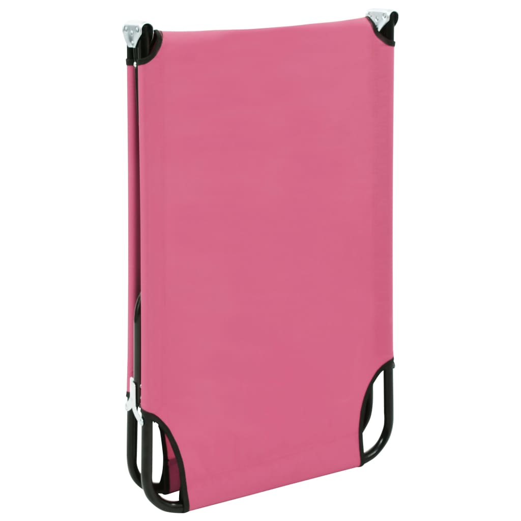 Folding Sun Lounger Steel Pink