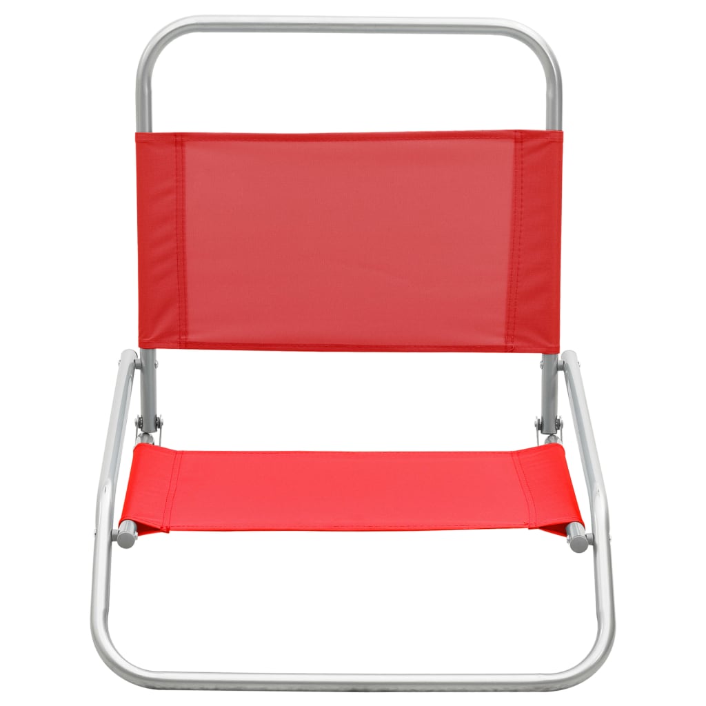 Folding Beach Chairs 2 pcs Red Fabric