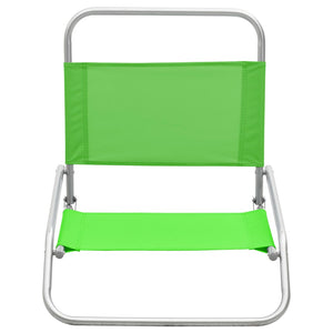 Folding Beach Chairs 2 pcs Green Fabric