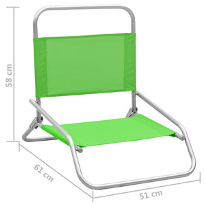 Folding Beach Chairs 2 pcs Green Fabric