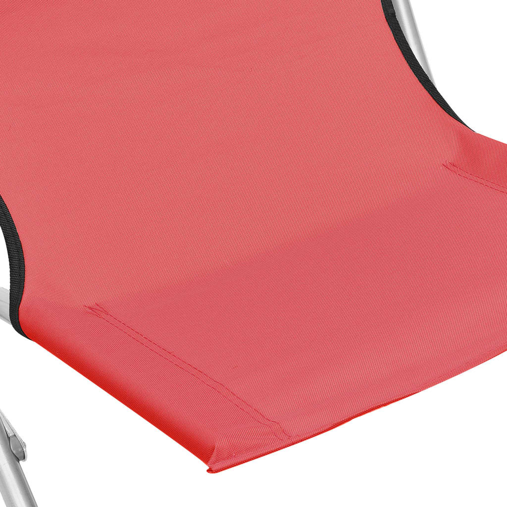 Folding Beach Chairs 2 pcs Red Fabric