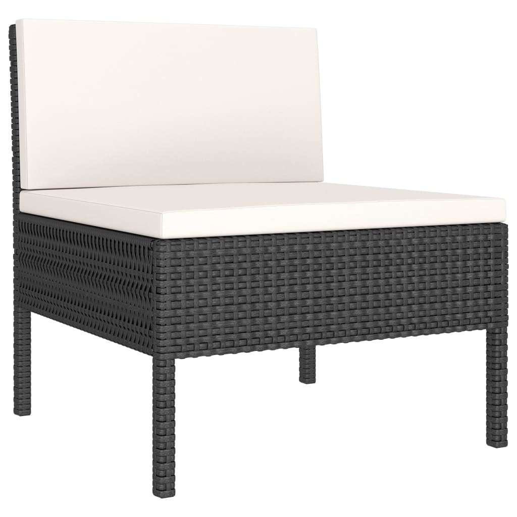 Patio Chairs 3 pcs with Cushions Poly Rattan Black