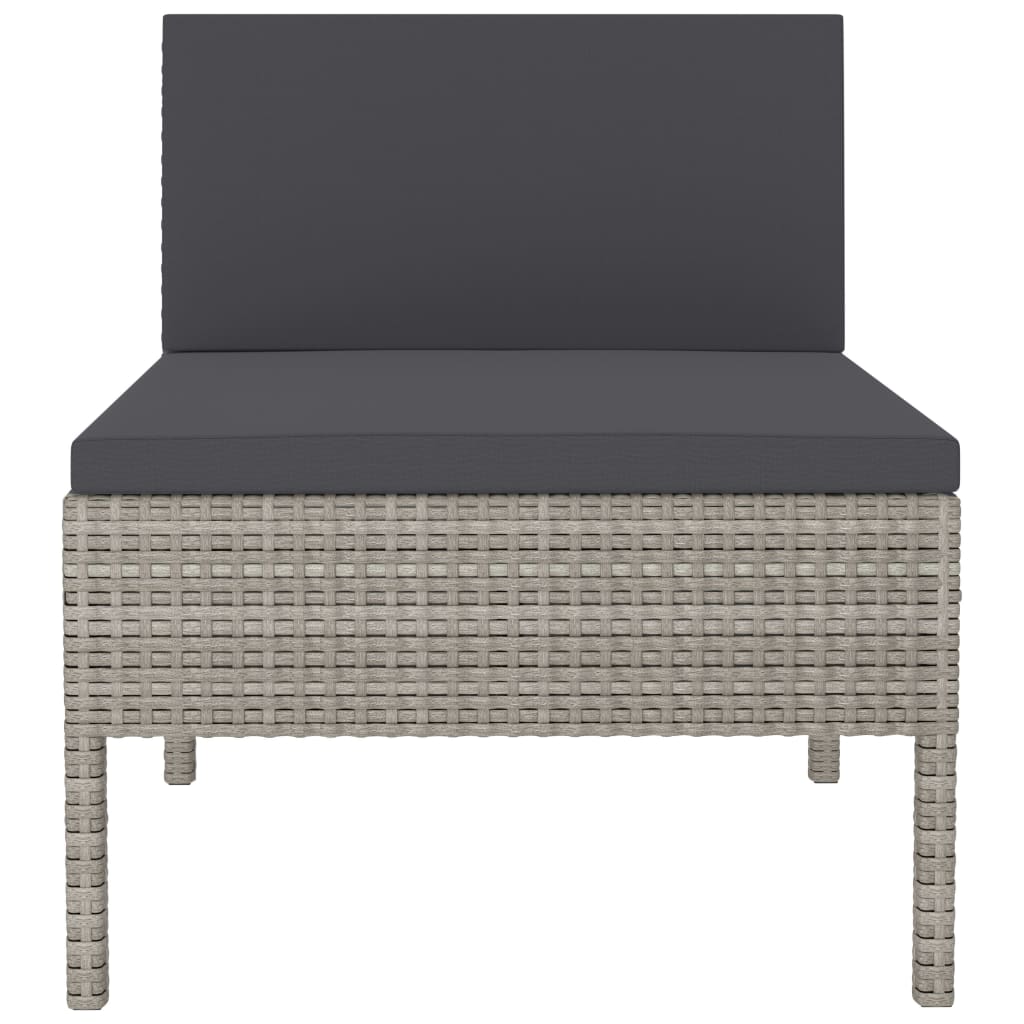 Patio Chairs 3 pcs with Cushions Poly Rattan Gray