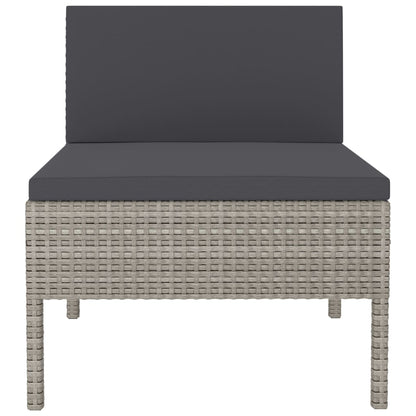 Patio Chairs 3 pcs with Cushions Poly Rattan Gray