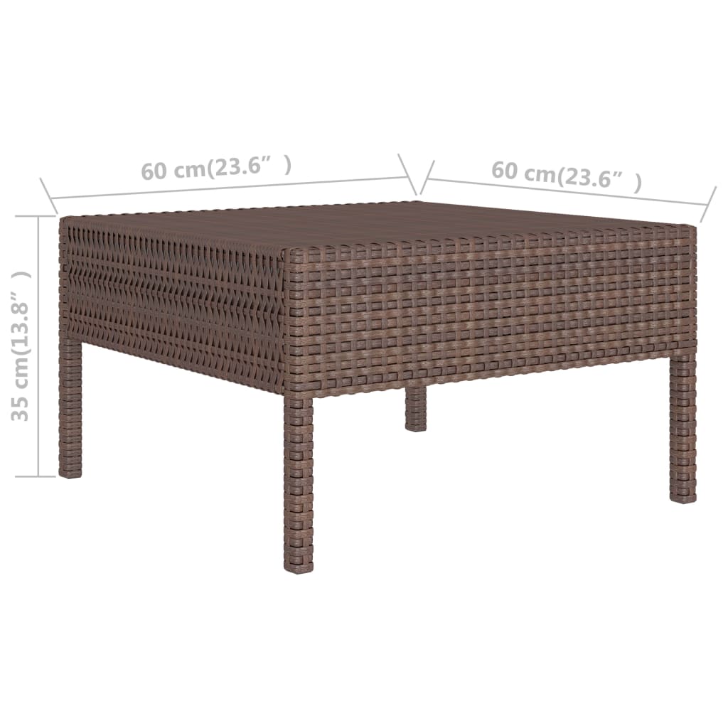 2 Piece Patio Lounge Set with Cushions Poly Rattan Brown
