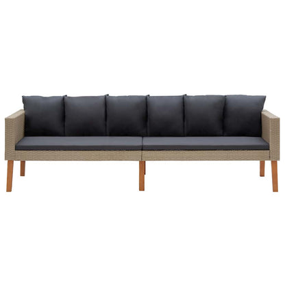 3-Seater Patio Sofa with Cushions Poly Rattan Beige