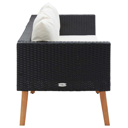 3-Seater Patio Sofa with Cushions Poly Rattan Black