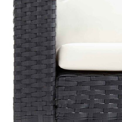 3-Seater Patio Sofa with Cushions Poly Rattan Black