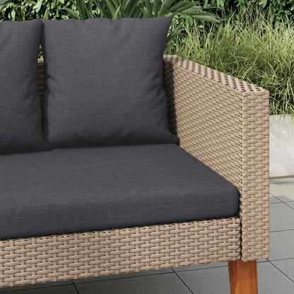 2-Seater Patio Sofa with Cushions Poly Rattan Beige