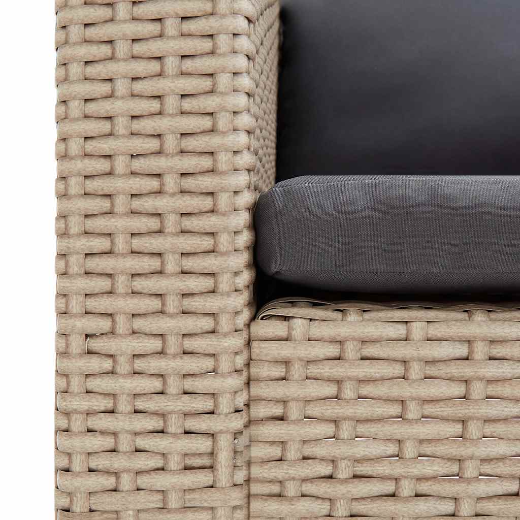 2-Seater Patio Sofa with Cushions Poly Rattan Beige
