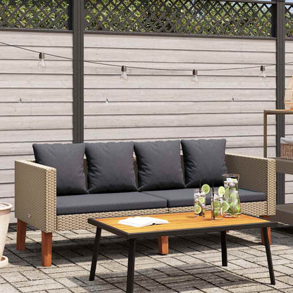 2-Seater Patio Sofa with Cushions Poly Rattan Beige
