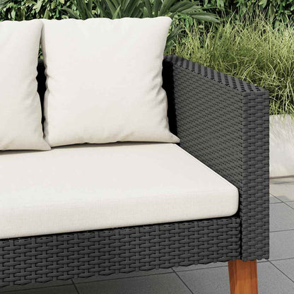 2-Seater Patio Sofa with Cushions Poly Rattan Black
