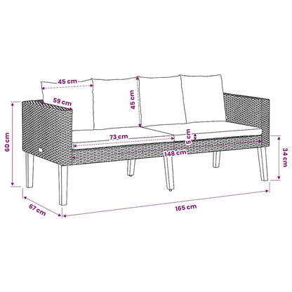 2-Seater Patio Sofa with Cushions Poly Rattan Black