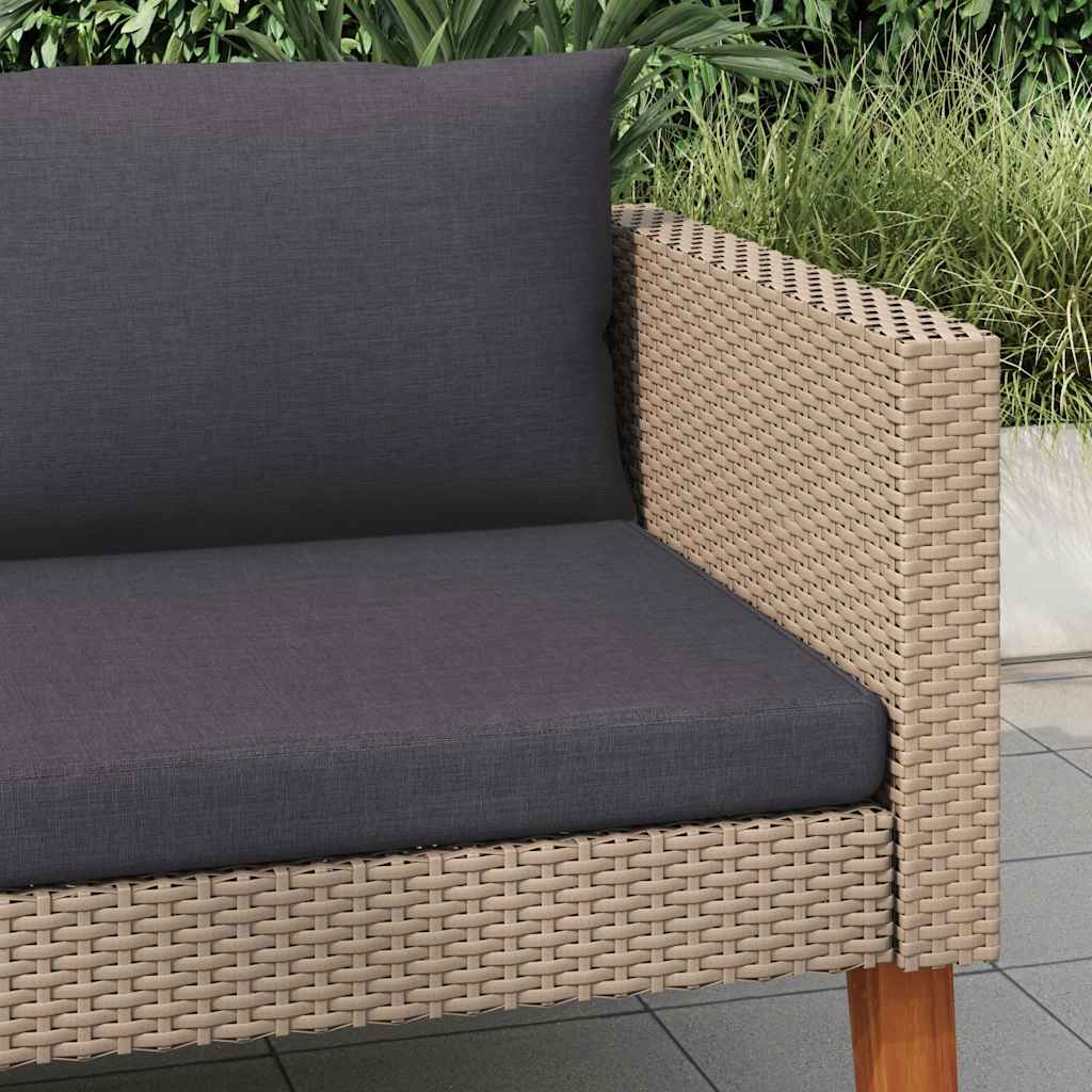 Single Patio Sofa with Cushions Poly Rattan Beige