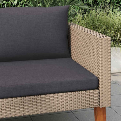 Single Patio Sofa with Cushions Poly Rattan Beige