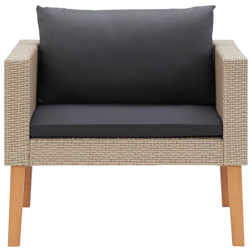 Single Patio Sofa with Cushions Poly Rattan Beige