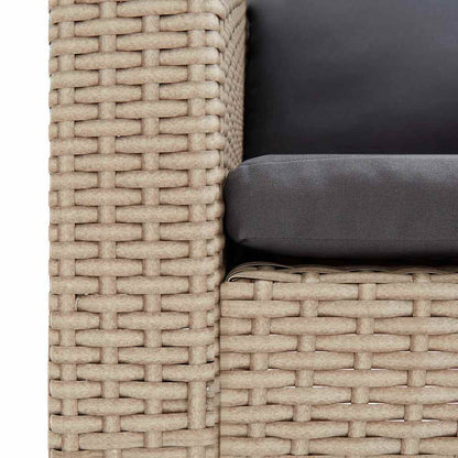 Single Patio Sofa with Cushions Poly Rattan Beige