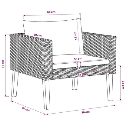 Single Patio Sofa with Cushions Poly Rattan Beige