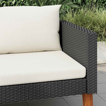 Single Patio Sofa with Cushions Poly Rattan Black