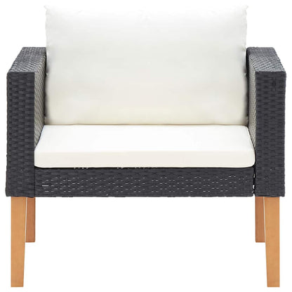 Single Patio Sofa with Cushions Poly Rattan Black
