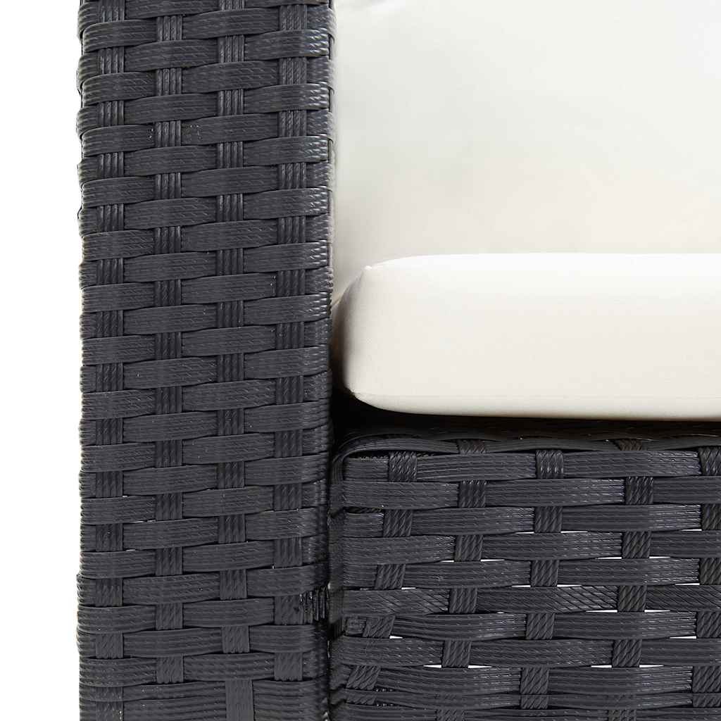 Single Patio Sofa with Cushions Poly Rattan Black