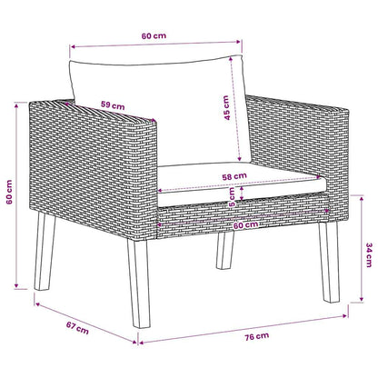 Single Patio Sofa with Cushions Poly Rattan Black
