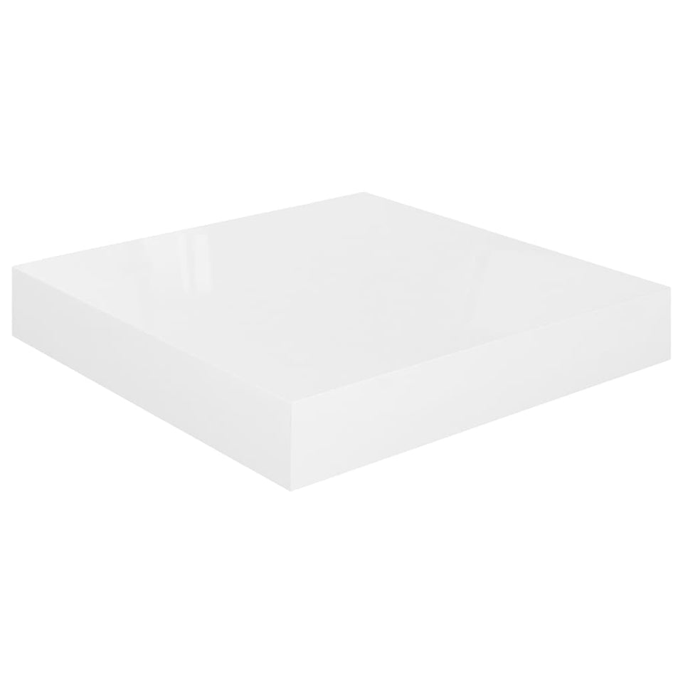 Floating Wall Shelves 2 pcs High Gloss White 23x23.5x3.8 cm MDF